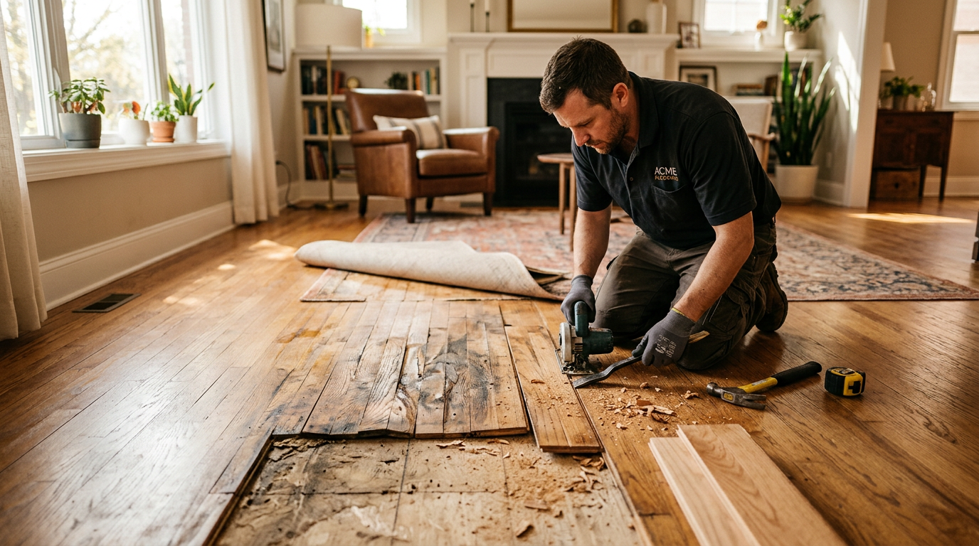 Water-Damaged Hardwood Floor Repair After a Burst or Flood