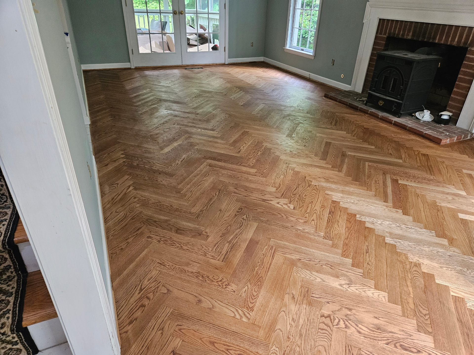 Oak Herringbone Installation | Oil-based Polyurethane